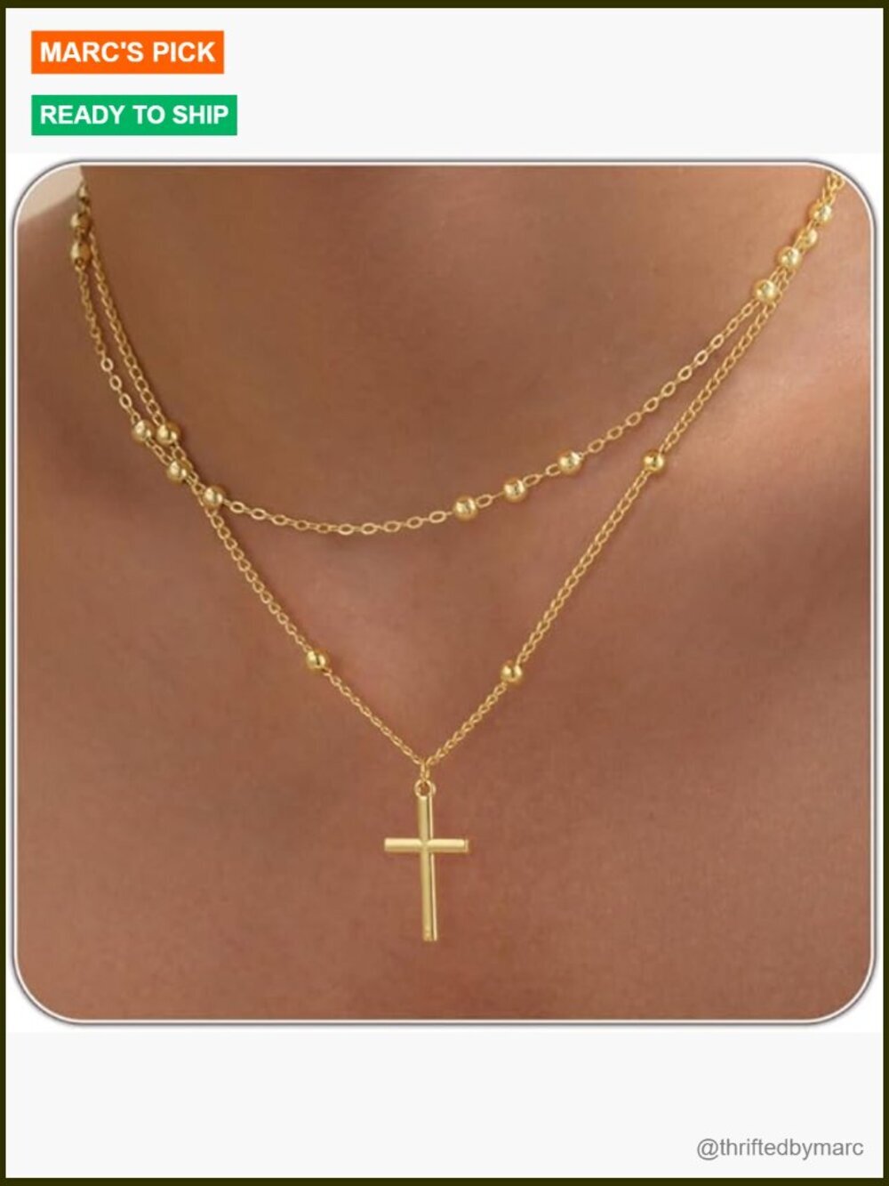 Dainty Cross Necklace 14K Gold Plated Layered Pendant Stack Simple Trendy
